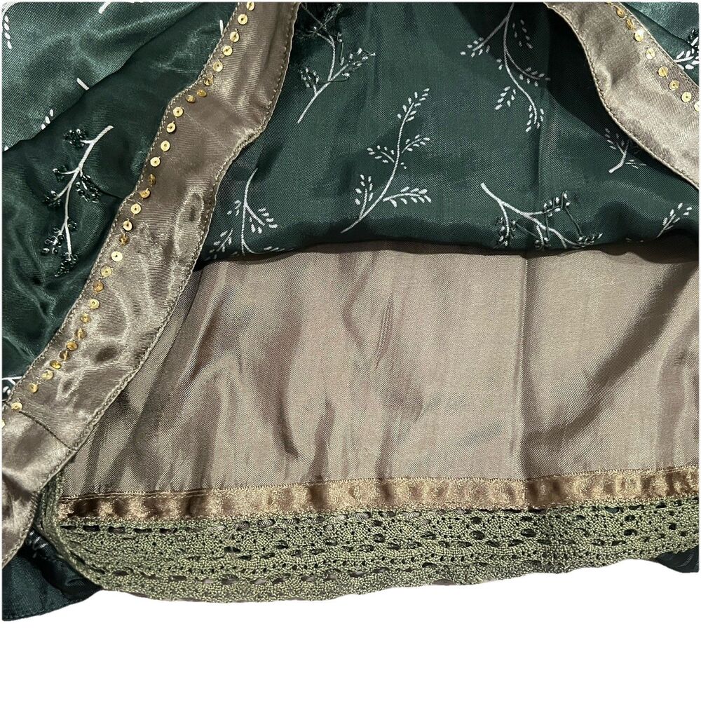 Vintage Oilily Green Skirt Medium Cottage Retro Embroidered Floral Y2K Boho M - Picture 10 of 15
